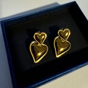 Amazon Gold Double Heart Earrings